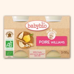 Babybio Poire 4 Mois et + Bio- 2 Pots de 130 g