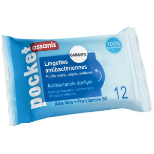  Assanis Lingettes Antibactériennes - Pochette de 12 unités