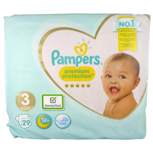 Pampers Couches Premium Protection Taille 3 (6-10kg) - 29 Couches
