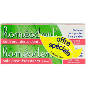 Boiron HOMEODENT Soin Premières Dents Fraise Framboise - 2x50ml