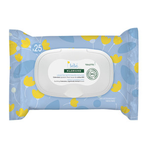Klorane Bébé Lingettes Nettoyantes Douces - 25 Lingettes