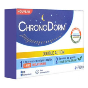 ChronoDorm Double Action Mélatonine 1,9 mg Valériane - 15 Comprimés