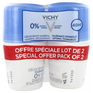 Vichy Déodorant Minéral 48H Tolérance Optimale Roll-On - Lot de 2 x 50 ml