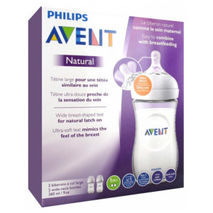 Avent Natural Biberon 1 Mois et + Lot de 2 - 260 ml 