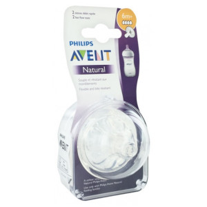 Avent Natural Tétines à Débit Rapide 6 Mois et + - 2 unités