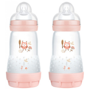 MAM Easy Start 2 Biberons Anti-Colique Couleurs de la Nature 2 Mois et + Débit 2 - Couleur : Blush -  260 ml