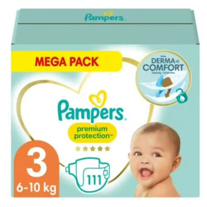 PAMPERS Couches Bébé Premium Protection Taille 3 6kg-10kg  - 111 couches