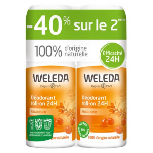 Weleda Déodorant Argousier Roll-on 24H - Lot de 2 x 50 ml