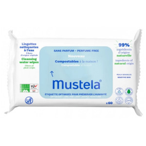 Mustela Lingettes Nettoyantes Compostables Sans Parfum - 60 Lingettes