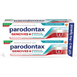 Parodontax Dentifrice Gencives + Sensibilité & Haleine Fraîcheur Intense - Lot de 2x75ml