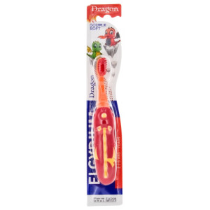 Elgydium Dragon Brosse à Dents 2-6 Ans Souple Couleur : Rouge et Orange - 1 unité 