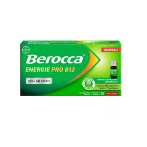 Bayer  Berocca Énergie Pro B12 50 ans et + - 10 flacons de 10 ml goût caramel